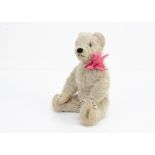 'Finola' a rare Alpha Farnell pink alpaca teddy bear 1930s, with clear and black glass eyes with