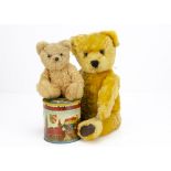 Two post-war continental teddy bears from Constance King, a Merrimex (Sweden) golden sheep-skin