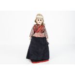 A Bahr & Proschild 309 shoulder head doll, with brown sleeping eyes, blonde mohair wig, stuffed