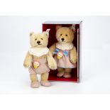 Steiff limited edition Teddy Baby Boy and Girl 1930, Boy 589 of 7000 and Girl 563 of 7000, in