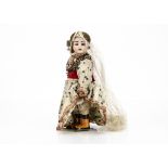 A Franz Schmidt clockwork walking doll, with Simon & Halbig 1902 head, blue fixed glass eyes,