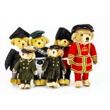 Six Merrythought standing character teddy bears, two Harrods doormen --12in. (30.5cm.) high; a Royal