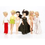 Six Pedigree Sindy dolls, a Sweetdreams Sindy with blonde hair and nightdress, three other blondes