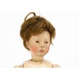 A rare Munich Art Doll by Marion Kaulitz, with composition socket head, brown painted eyes, closed
