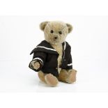 'Boots' an early German teddy bear 1910-20, with blonde mohair, black boot button eyes, small