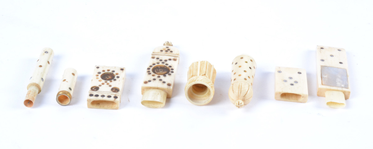 Four Georgian bone needle cases, two of cylindrical, one of tapered form and one rectangular, all - Image 3 of 3