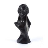 A reproduction Art Nouveau portrait bust of a young lady wearing a hat, inscribed Scheherazade and