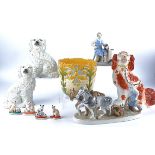 A collection of 20th Century ceramics, including a Sitzendorf figurine of a cobbler, a pair of