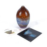 Adam Aaronson (Contemporary) an ovoid glass vase, with overlaid aventurine type metallic effect