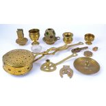A small quantity of brassware, to include a nutcracker and serving dish with Shakespeare as a theme,