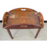 A contemporary stained beech butlers tray on stand, 70cm x 46 cm x 63cm