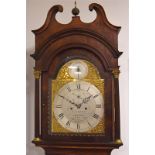 A William Jones of London long case clock, the brass and steel face with a second subsidiary dial