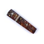 A Georgian silver and tortoiseshell pique work Etui, of tapered shape, inlaid with intricate