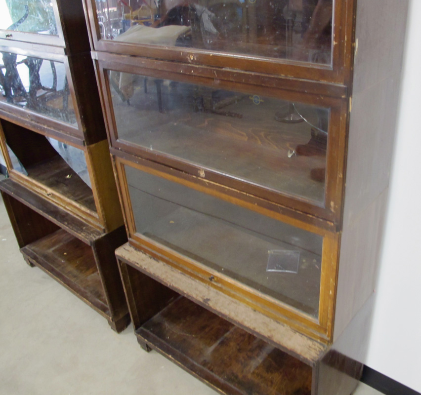 A pair of Globe Wernicke four section bookcases, open base, three glazed sections and a fitted - Image 3 of 4