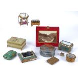 Eleven ornate go to bed caskets and trinket boxes predominantly dating to the early 20th Century, to