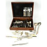 A partially filled canteen of cutlery, with an assortment of silver plated items from different