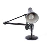 A Herbert Terry & Sons Ltd Model 75 Anglepoise lamp in Black, with rocker ON OFF switch to the