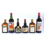 Six bottles of liquor and dessert wine, consisting of two bottles of Guignolet Kirsch cherry