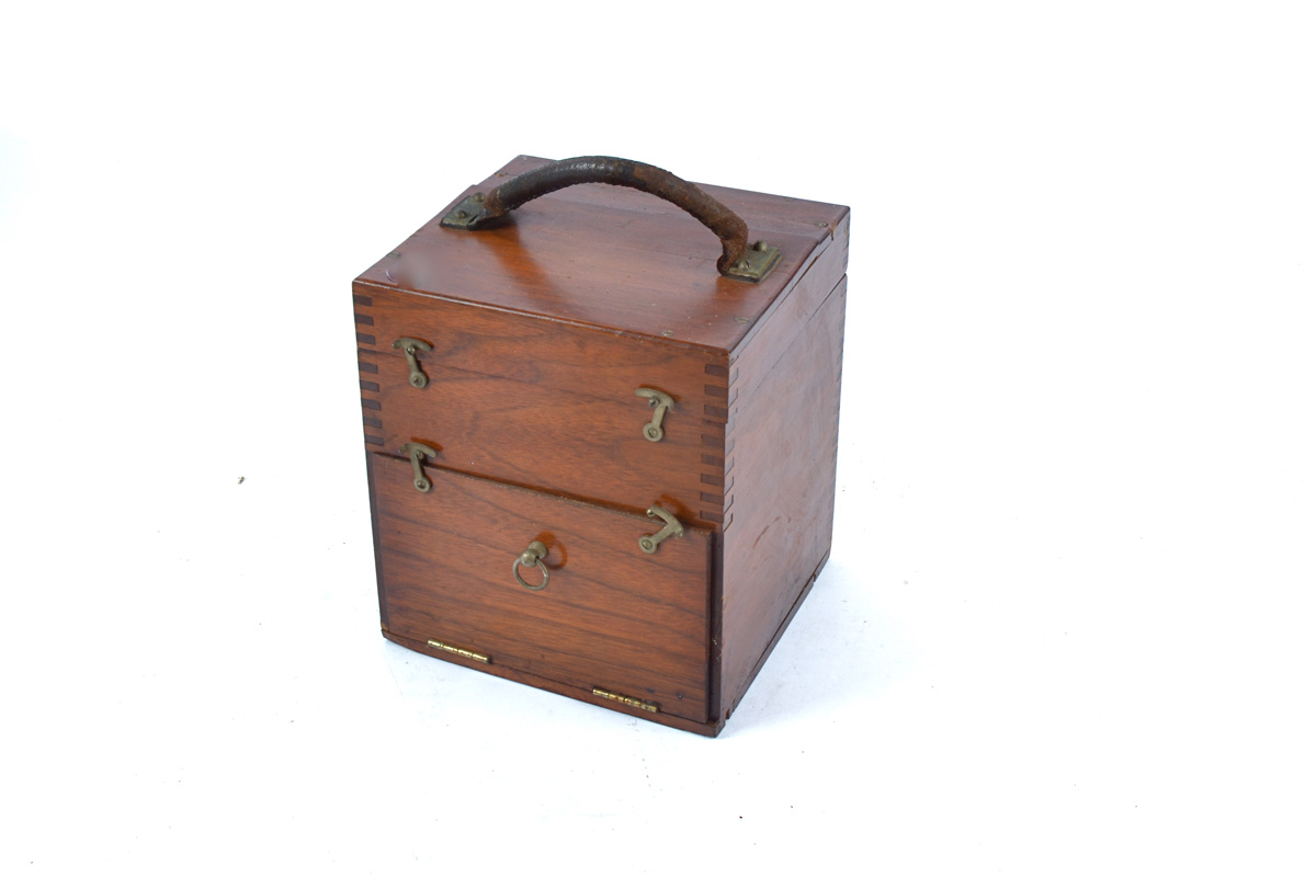 An early massage machine in a mahogany case, with three apparent settings, 19cm x 17cm x 17cm - Image 2 of 2