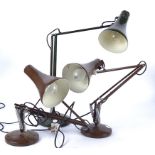 Two Herbert Terry & Sons Ltd Anglepoise Lamps in Brown, both with push button ON OFF switches to the