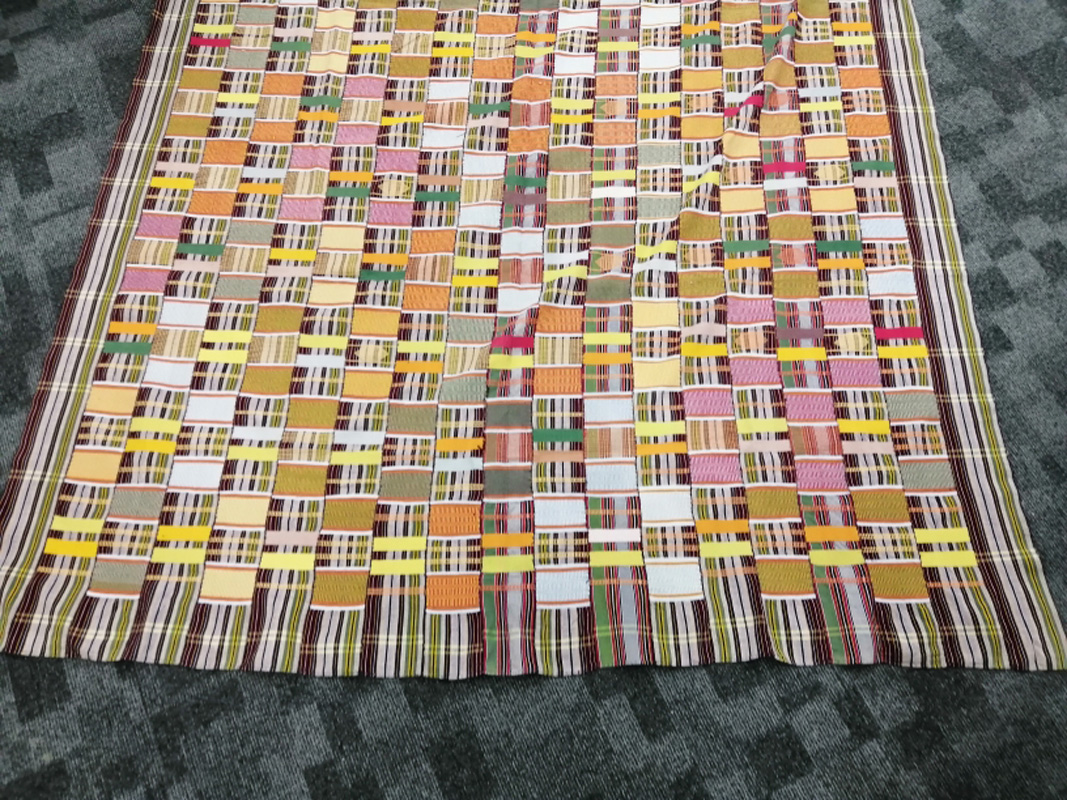 A Ewe woman's woven multi-coloured Kente cloth, 270cm x 180cm - Image 4 of 5