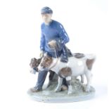 A Royal Copenhagen porcelain figure of a farmer and calves, no.1858, with the printed factory