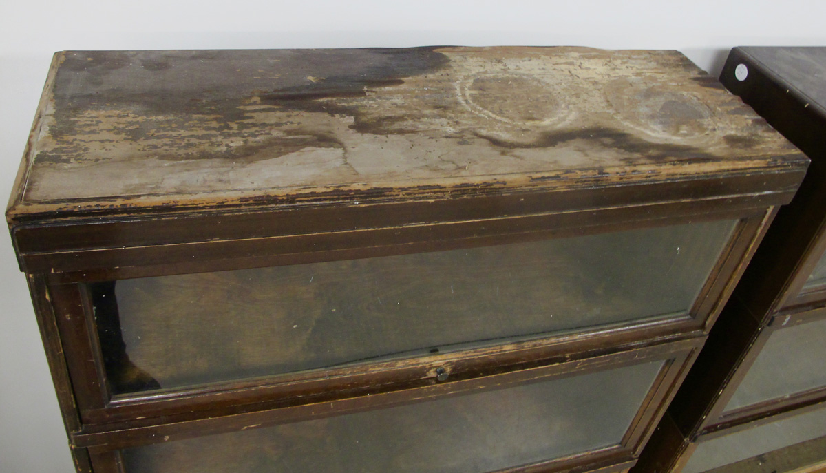 A pair of Globe Wernicke four section bookcases, open base, three glazed sections and a fitted - Image 4 of 4