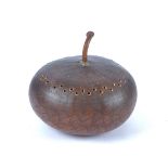 A 19th Century Corsican carved gourd of Napoleonic interest, the lid with floriform borders and