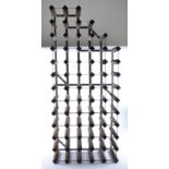 A 20th Century wine rack, metal framework with wooden shelves, 53cm x 120cm x 22cm