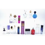 A collection of contemporary designer scent bottles, all empty, including examples by Yves Saint