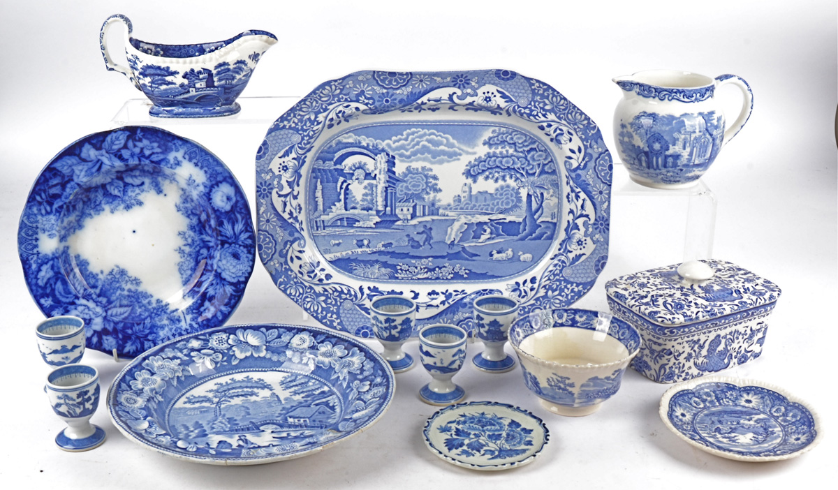 Three Copeland Spode Italian blue and white pottery transfer printed plates, two 19th Century and