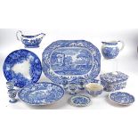 Three Copeland Spode Italian blue and white pottery transfer printed plates, two 19th Century and