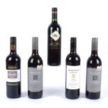 Five bottles of Australian wine, consisting of two bottles of 2011 McGuigan Estate Shiraz Grenache