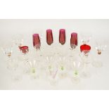 A quantity of 20th Century drinking glasses, to include several Stuart Crystal fuchsia pattern