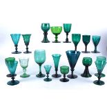 A small collection of 19th and 20th Century green coloured glassware, of a variety of sizes and