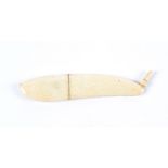 An early 19th Century ivory novelty needle case in the form of a pea pod, containing a personal note