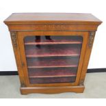 19th Century inlaid walnut pier cabinet, with foliate design to front, gilt metal mounts, red