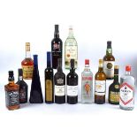 An assortment of Spirits and Liquors, to include Port, Gin, Brandy, Cognac, Rum, Whisky and more,