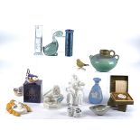 A collection of ceramics and glassware, a studio pottery jug, two boxed Crummles enamel pots, a