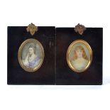 A watercolour miniature portrait study of a Mrs Fermor purportedly a muse of Alexander Pope, and