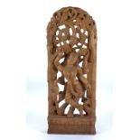 A South East Asian wooden carving of a female deity, 76cm x 29cm x 9.5cm