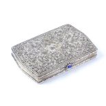 An early 20th Century German silver cigarette case marked 800, with mythical beast's head, urn of