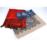 A selection of vintage and contemporary scarves and shawls, including a Laura Borghese scarf with