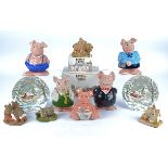 Five Wade pottery Natwest pig money boxes, together with four boxed Lilliput Lane cottages and two