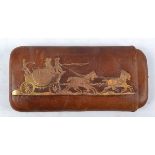 A 'Cartier Ltd. London' leather sliding cigar case with yellow metal horse and carriage