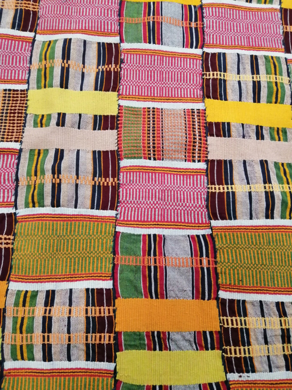 A Ewe woman's woven multi-coloured Kente cloth, 270cm x 180cm - Image 2 of 5