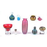 A selection of 20th Century and contemporary glassware, including two blown glass baubles, four