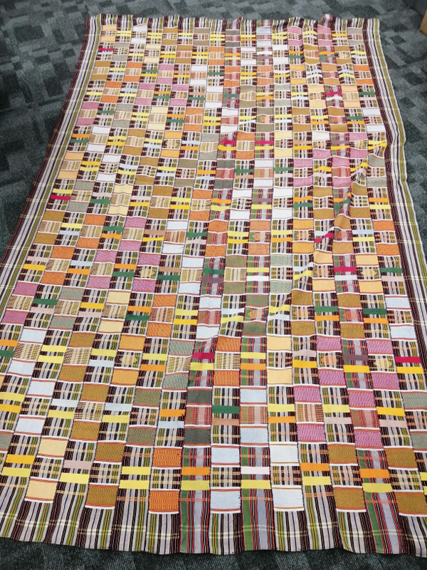 A Ewe woman's woven multi-coloured Kente cloth, 270cm x 180cm - Image 5 of 5