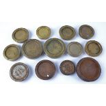 Two tins of brass and other weights, in an assortment of sizes, some by Avery Ltd (quantity)