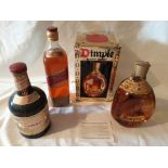 Vintage Whisky Dimple Johnnie Walker and Drambuie Whisky Liqueur, a boxed bottle of Dimple 26 2/3 FL